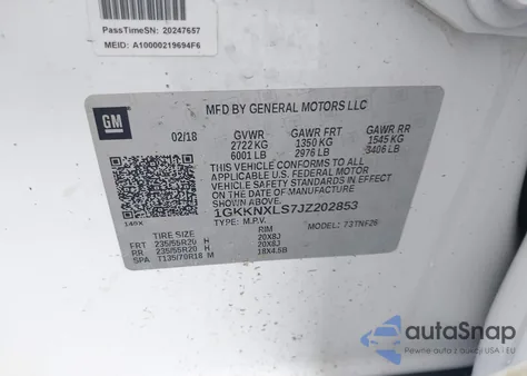 2018 GMC Acadia Denali z USA, uszkodzony, nr VIN 1GKKNXLS7JZ202853